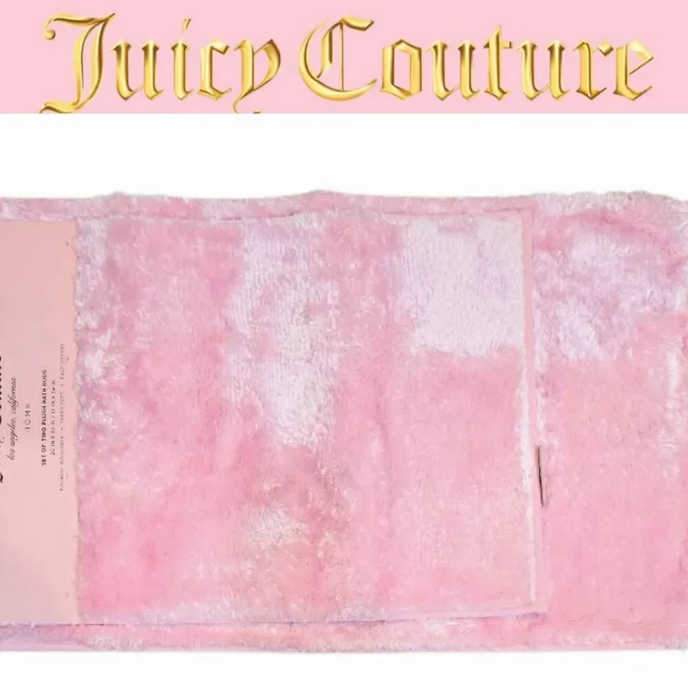 Juicy Couture Home Set Of‎ 2 Plush Bath Rugs- Pink